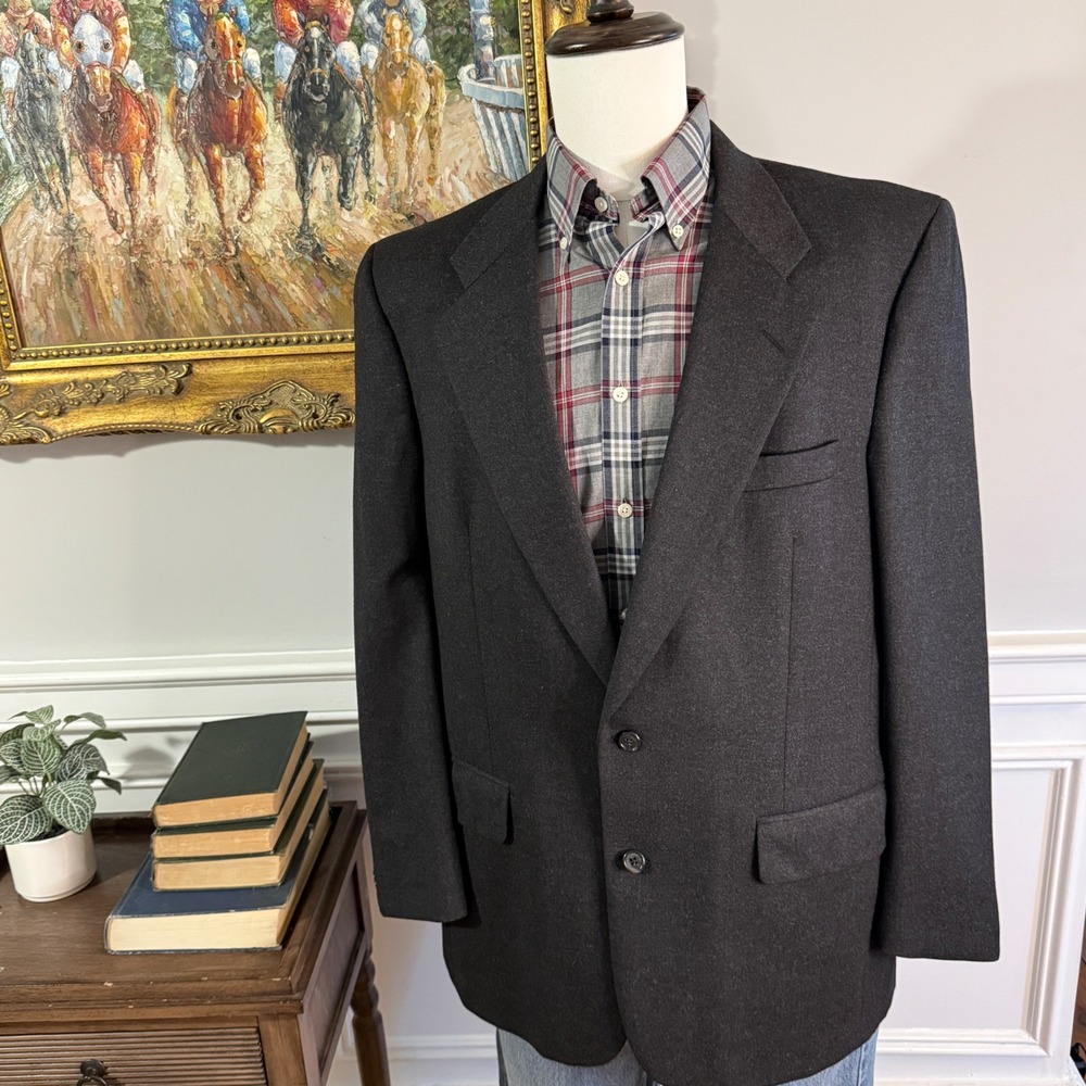 Burberrys Blazer Jacket Mens Gray Vintage 2 Button Wool Suit Coat | 42R